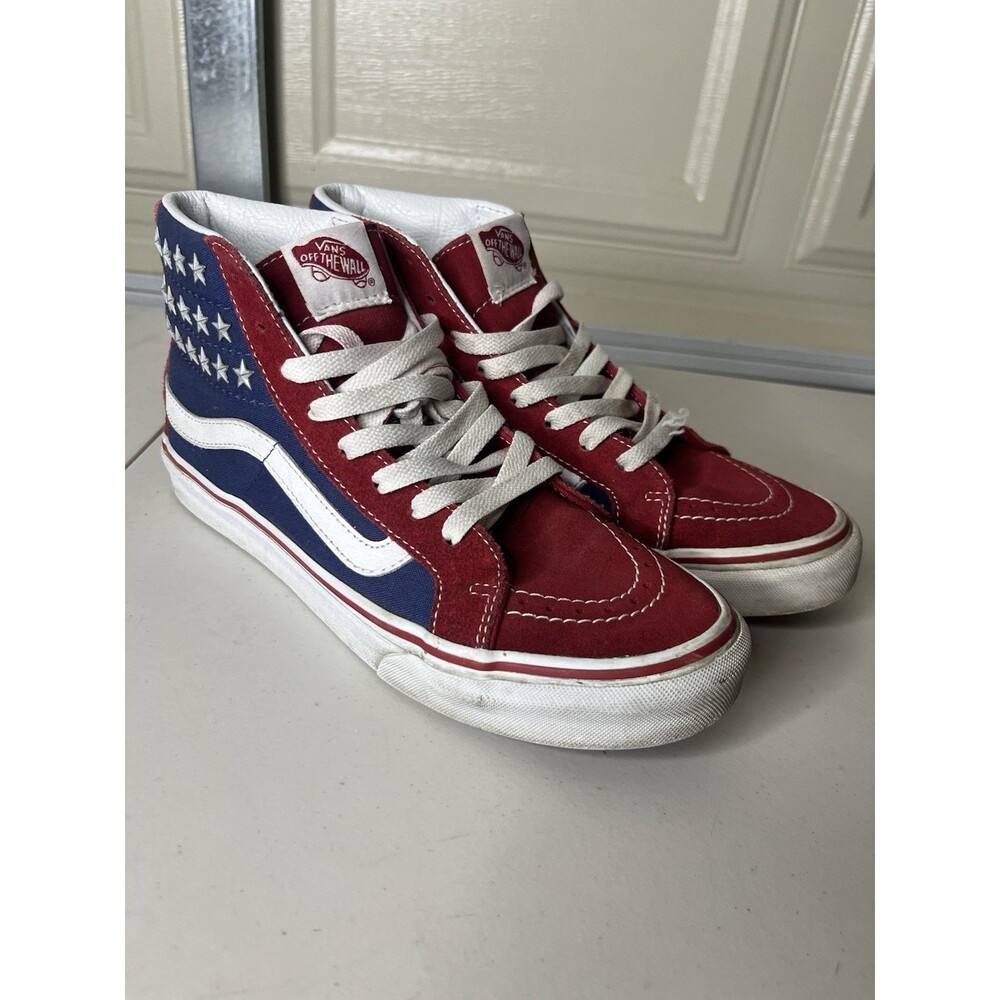 Vans Sk8 Hi American Flag Star Studded Shoes Mens 6.5 Womens 8 4th Of July USA